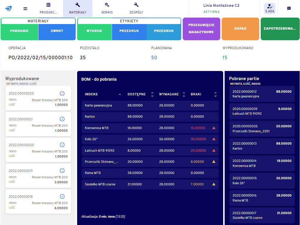 system MES - traceability w XPRIMER,MES