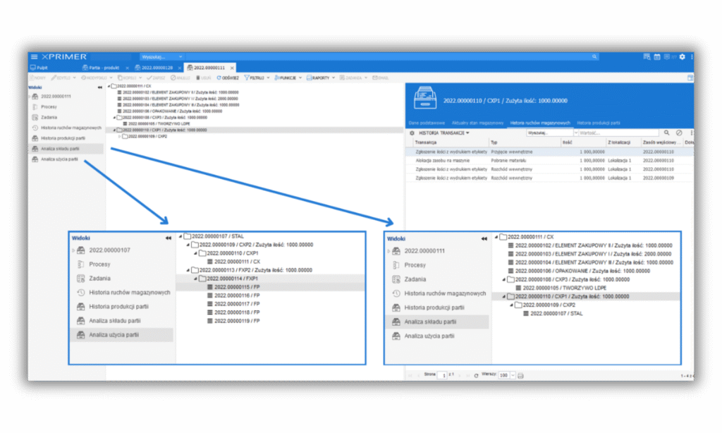 XPRIMER MES – genealogia produktu i zarządzanie surowcami